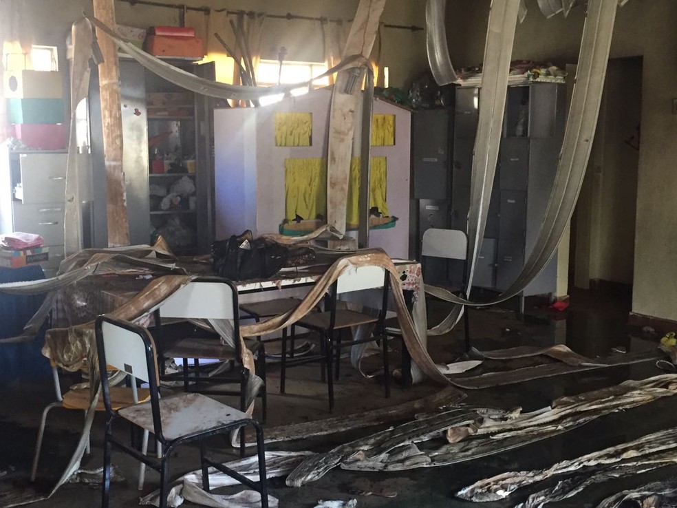 Interior da creche depois de atentado que vitimou ao menos 4 crianças e feriu outras centenas.