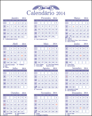 Contra-capa - Calendário