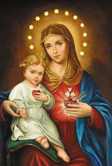 Imaculado Coração de Maria com o Menino Jesus