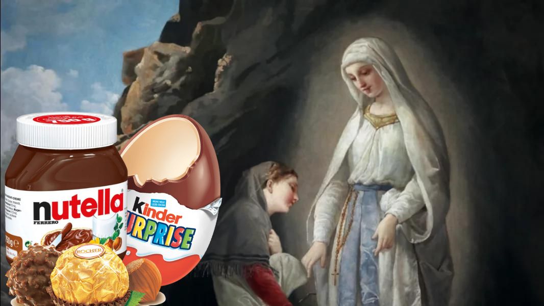 Nossa Senhora de Lourdes e produtos da linha Ferrero